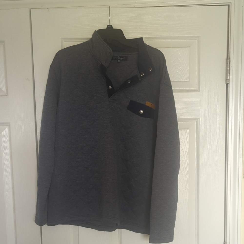 Simply Southern Women's Quilted Crewneck Pullover - Gray with Black Trim